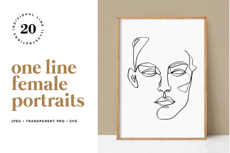 Minimalist One Line Female Portraits By Rough Edges Supply | TheHungryJPEG