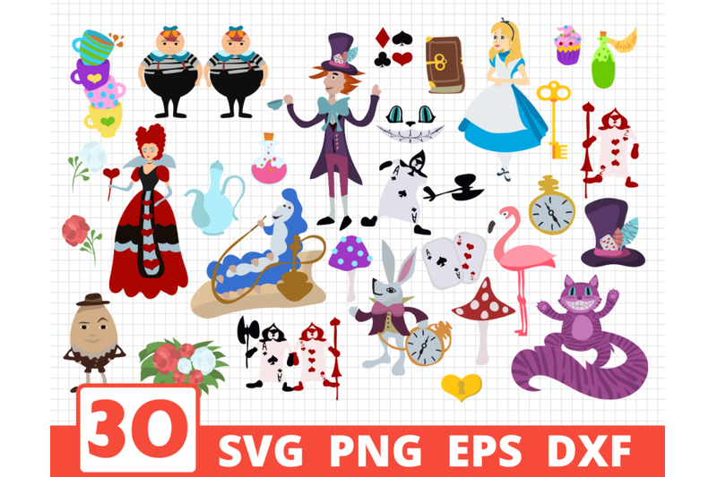 Download Alice in Wonderland svg bundle | Alice vector | Cards ...