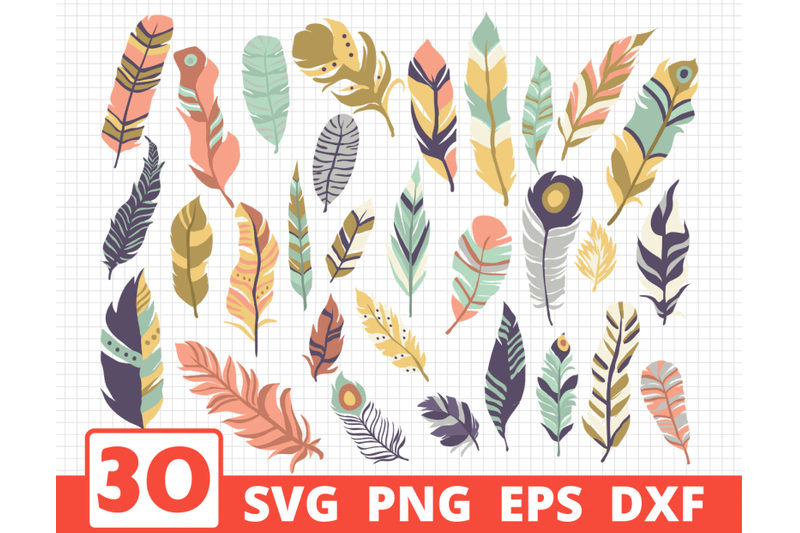 Download Feather svg bundle | Boho svg | Feather vector | Feathers ...