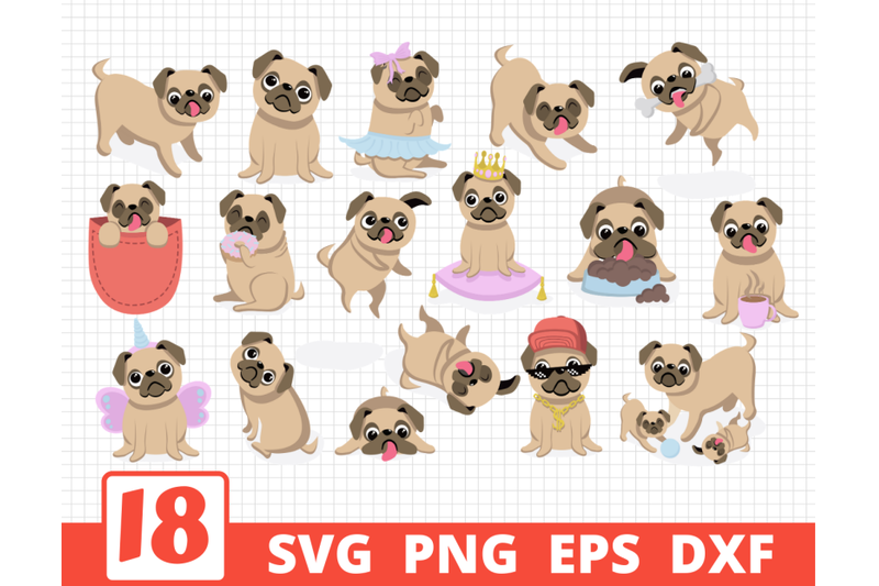 PUGS SVG BUNDLE | Dogs clipart | Dogs vector | Pugs cricut By SvgOcean