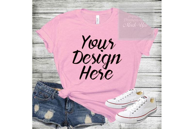 Bella Canvas 3001 pink Unisex T-shirt Mock Up shirt template By Dynamic ...