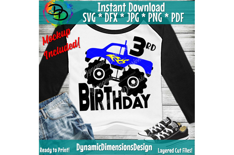 Download Monster truck Birthday svg, monster truck svg, Third Birthday svg, SVG By Dynamic Dimensions ...