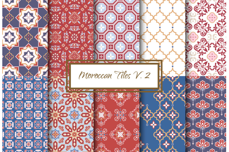 Moroccan Tiles V. 2 - Seamless Patterns By YoPixArt | TheHungryJPEG