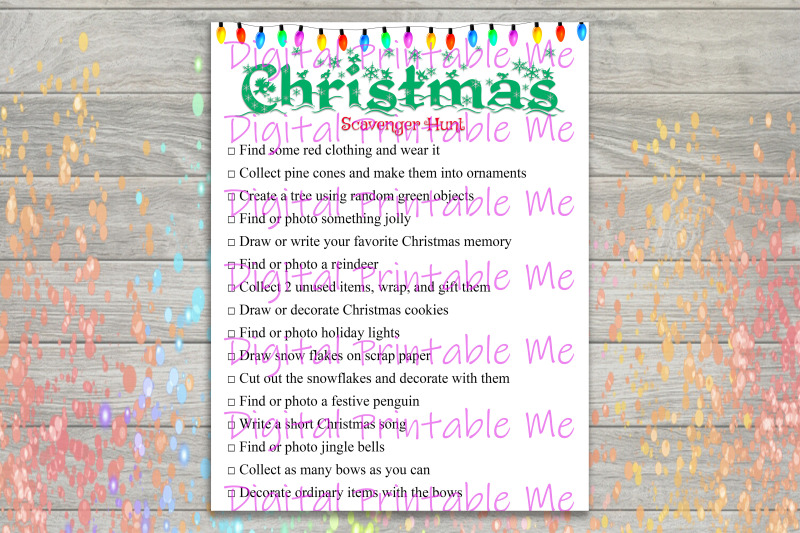 Christmas Scavenger Hunt Printable, Kids Activity, indoor outdoor Game ...