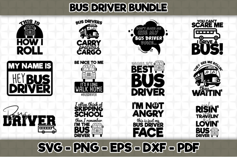 Bus Driver SVG Bundle - 12 Designs Included By SvgArtsy | TheHungryJPEG.com