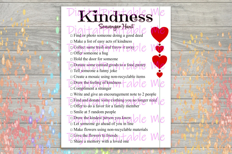 Kindness Scavenger Hunt Printable, Kids Activity, Game, Download, than ...