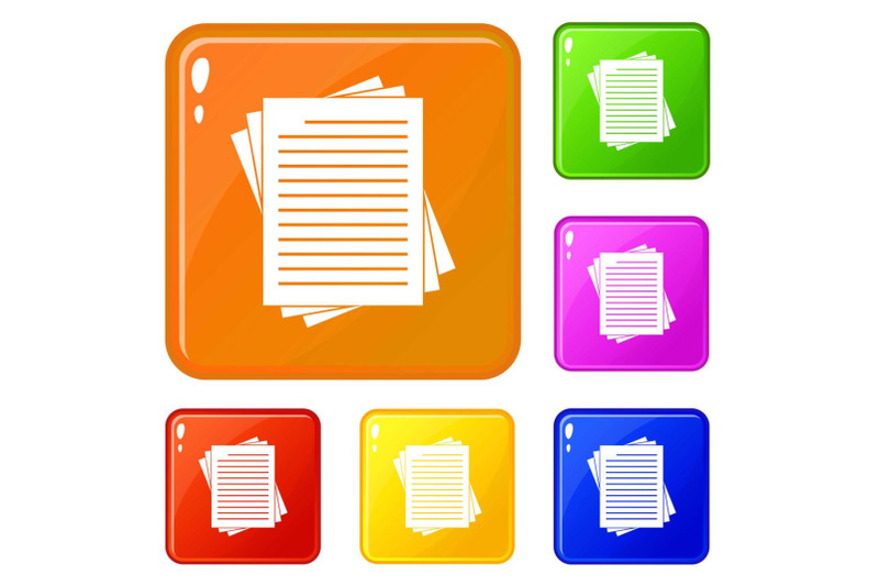 Vintage lined papers icons set vector color By Ylivdesign