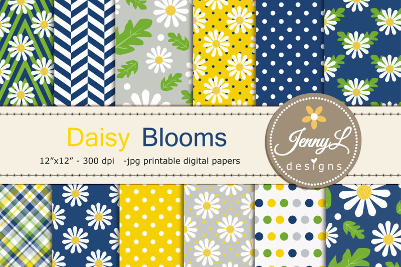 Download Daisy Flower Digital Papers By JennyL Designs ...