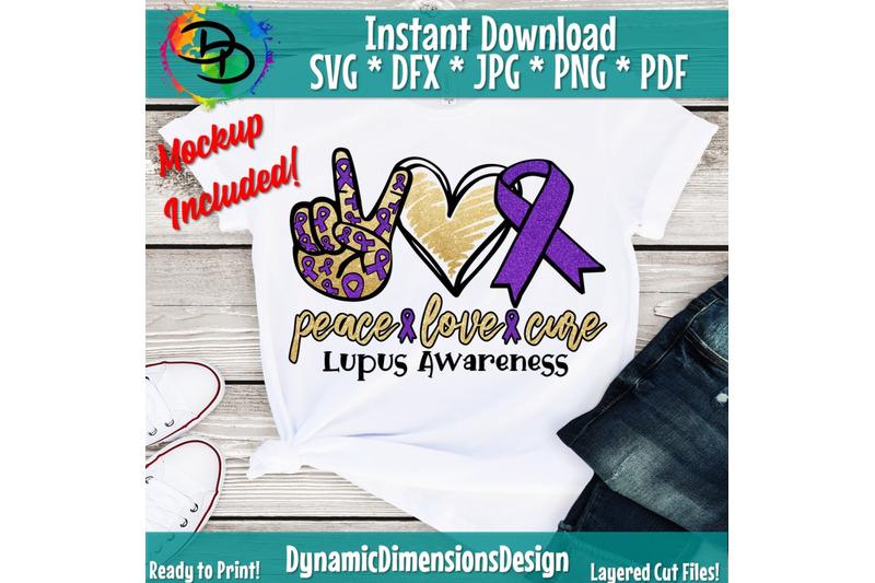 Peace love Cure svg, Lupus svg, Digital Download, Lupus Awareness svg