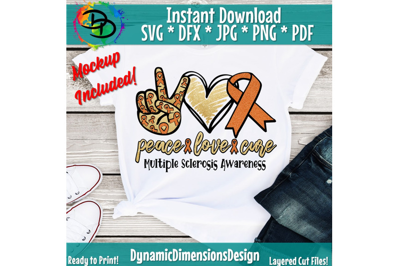 Peace love Cure svg, Multiple Sclerosis Awareness svg, Multiple Sclero ...