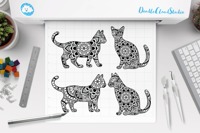 Download Cat Mandala Cut Files SVG, Cat Mandala Clipart By Doodle Cloud Studio | TheHungryJPEG.com