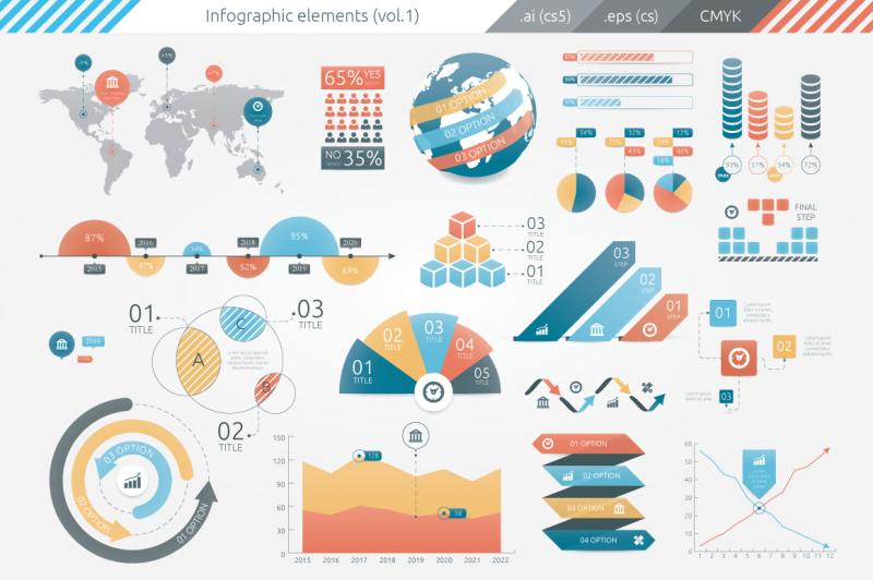 Infographic elements (v1) By Infographic Paradise | TheHungryJPEG