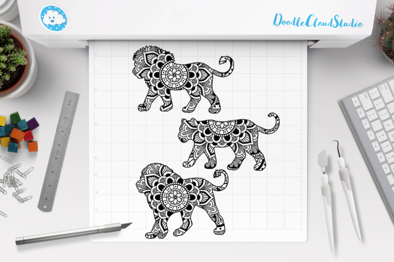 Lion Mandala SVG Cut Files, Lioness Mandala SVG. By Doodle ...