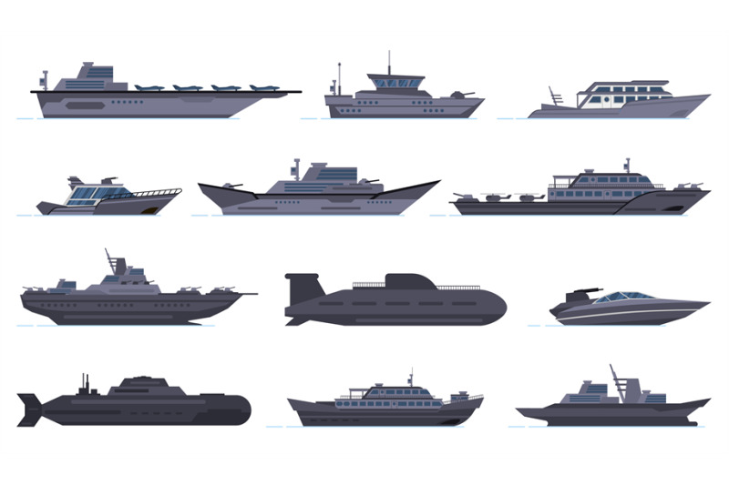 Military ships. Battle combat boats, missile ship, security boats, mod ...