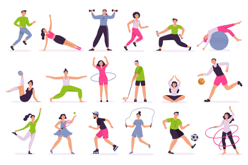 People performing sports activities. Vector illustration set By Tartila ...