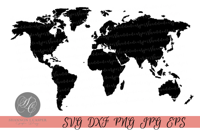 World Map Outline By Shannon Casper Thehungryjpeg Com