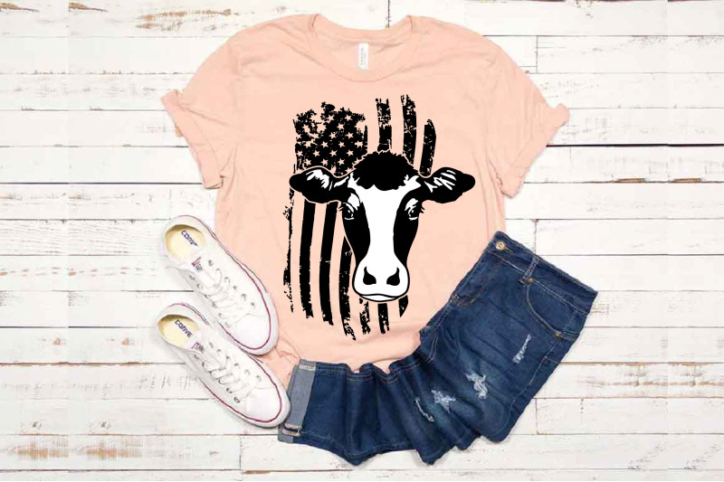 Download Cow USA Flag SVG cowboy 4th July Farm Milk 1672S By ...