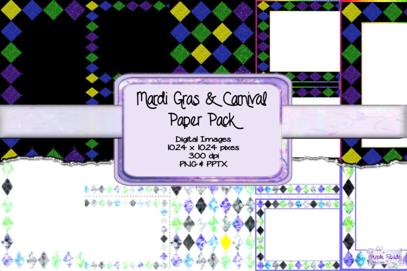 Mardi Gras & Carnival Border Paper Pack By Purple Facade Digital ...