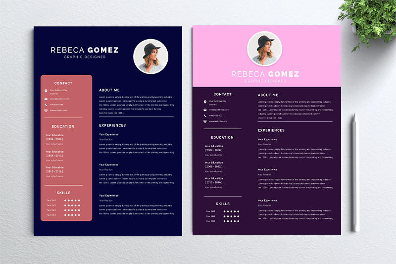 Cv Resume 2 concept bundles MC vol. 8 By Nabila Graphic | TheHungryJPEG