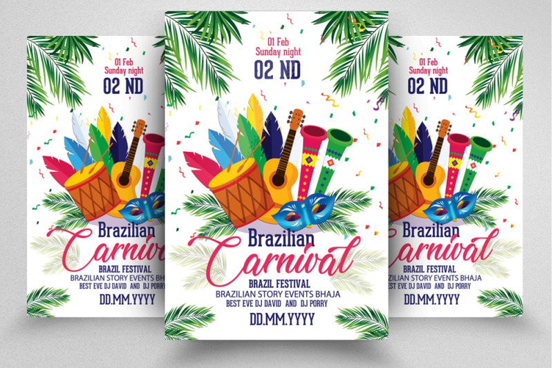 Caribbean Carnival Flyer Template By Designhub | TheHungryJPEG