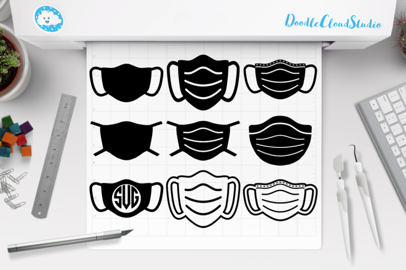 Download Face Mask Bundle SVG, Medical Mask SVG Cut Files By Doodle ...