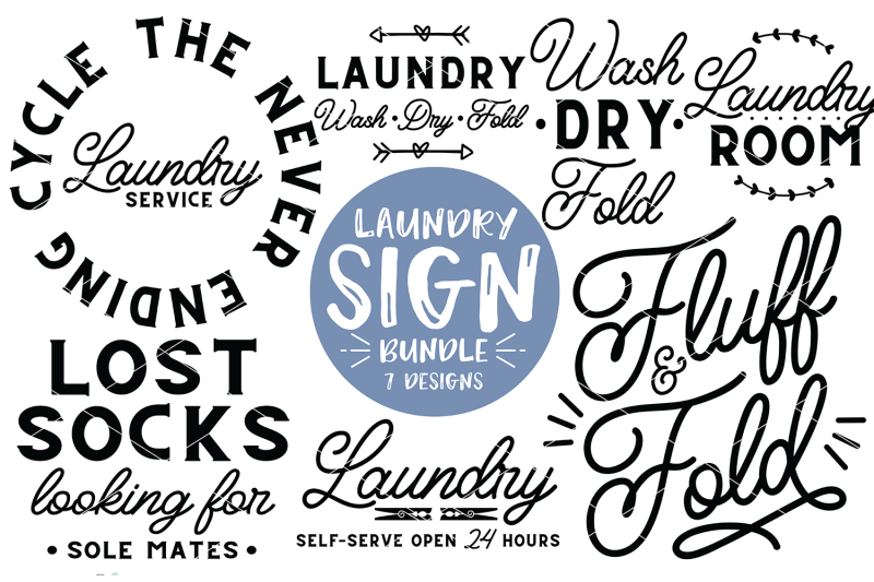 Laundry Sign SVG Bundle - SVG - DXF - PNG By SVGBundlesCo