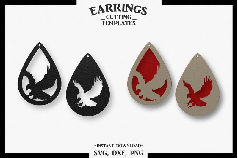 Eagle Earrings, Silhouette, Cricut, Cut File, SVG DXF PNG By Design