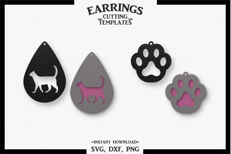 Download Cat Earrings Silhouette Cricut Cut File Svg Dxf Png By Design Time Thehungryjpeg Com PSD Mockup Templates