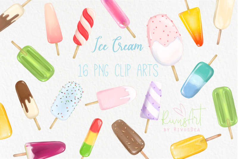 Ice cream PNG clipart. Digital download. Sorbetes, popsicle, ice milk ...