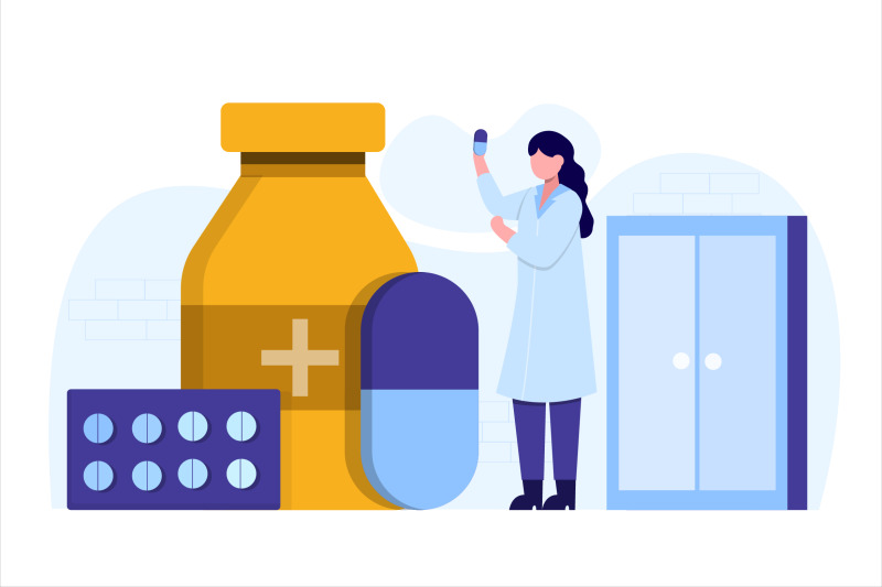 Pharmacy Drugs Flat Vector Illustration By StringLabs | TheHungryJPEG