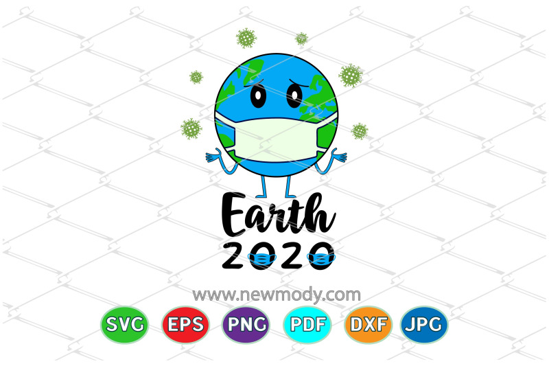 Earth Day 2020 SVG - Earth With Mask SVG By AmittaArt | TheHungryJPEG