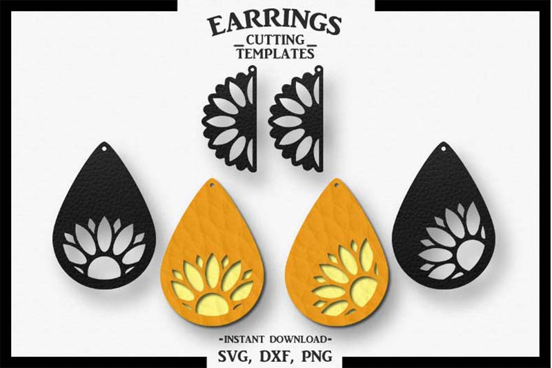 Download Sunflower Earring Silhouette Cameo Cricut Svg Earrings Svg Dxf Png By Design Time Thehungryjpeg Com