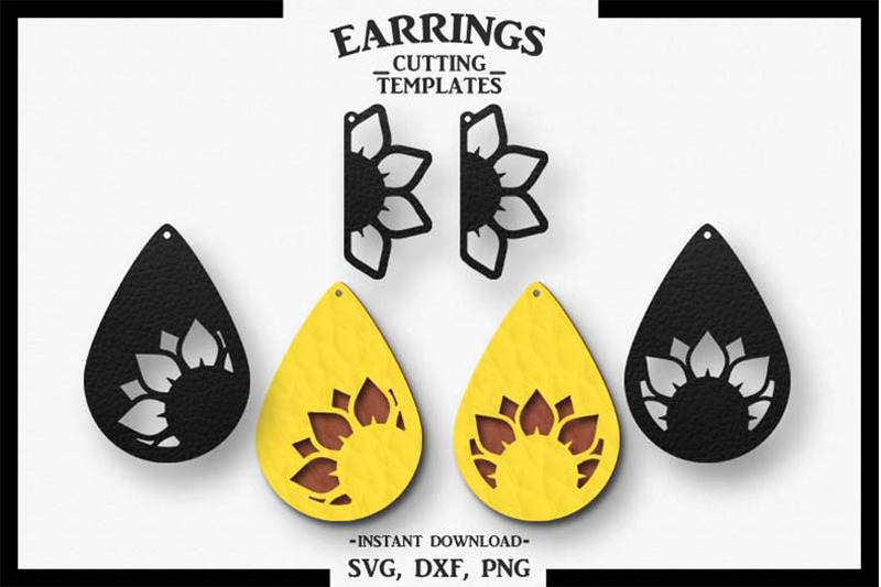 Spring Flower Earrings Template dxf svg Flower Earrings svg Cut Files png