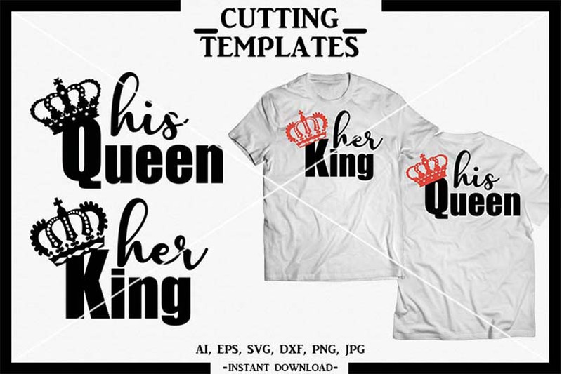 Download Her King His Queen Svg Silhouette Cricut Cameo Png By Design Time Thehungryjpeg Com