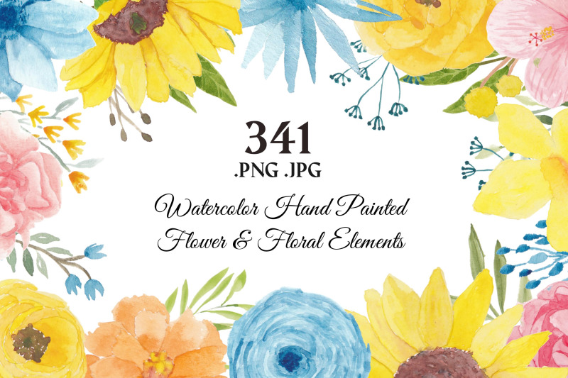 341 Flower and Floral Watercolor Illustration Clip Art By elsabenaa ...