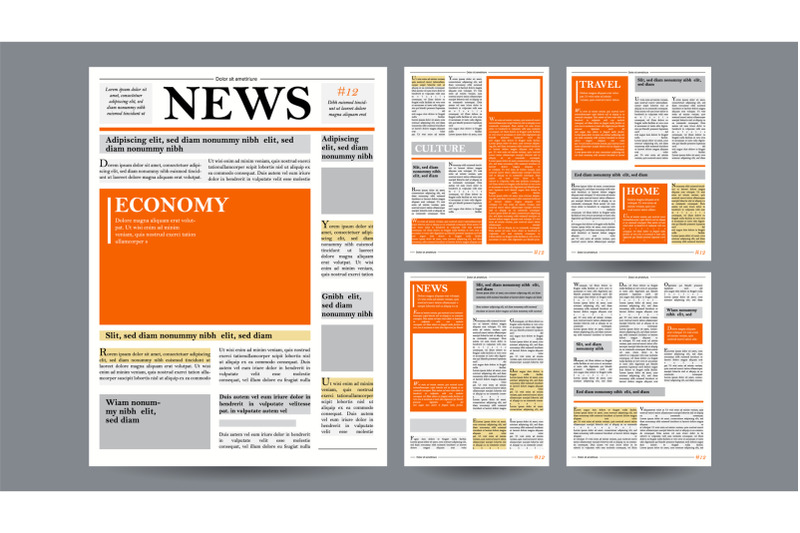 Newspaper Design Template Vector. Images, Articles, Business ...