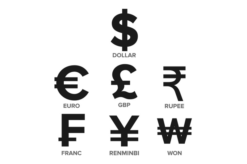 Currency Icon Set Vector. Money. Famous World Currency. Finance ...