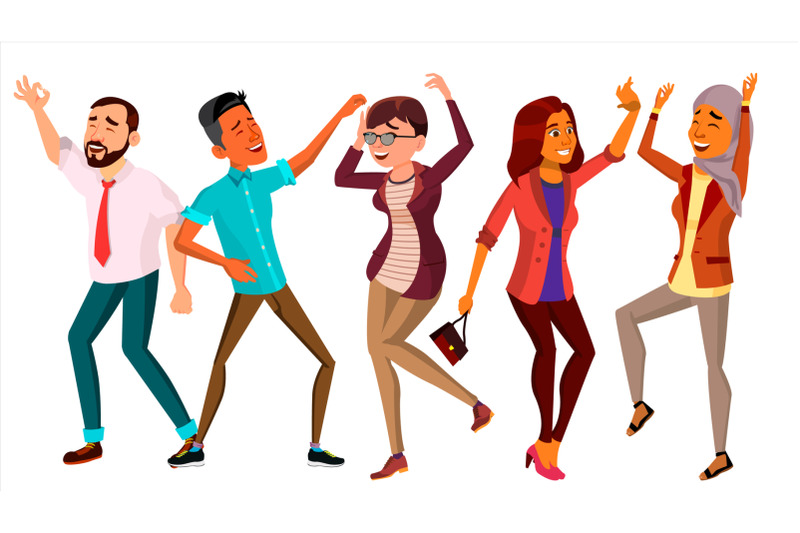 Dancing People Set Vector. Happy Dancer Poses. Retro Disco Party ...