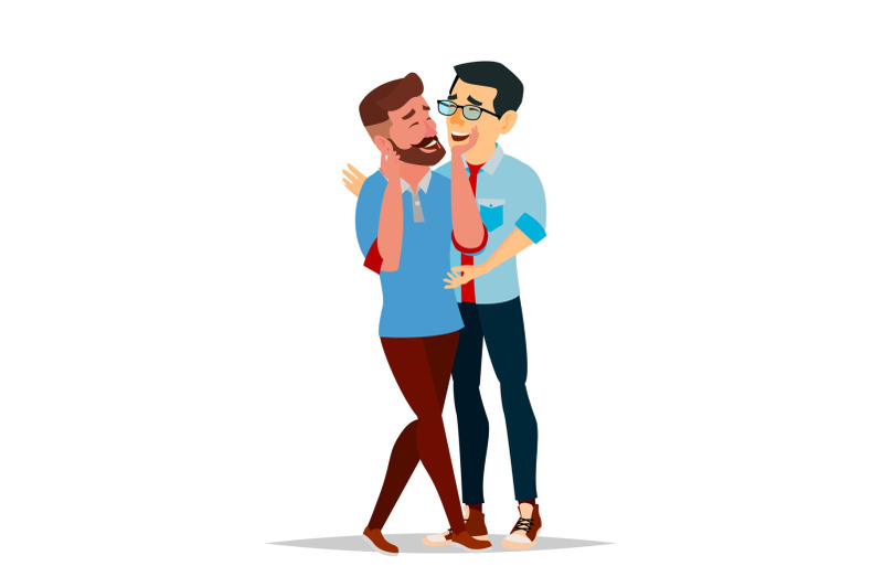 Gay Male Couple Vector Romantic Homosexual Relationship Lgbt Isolated Flat Cartoon Character