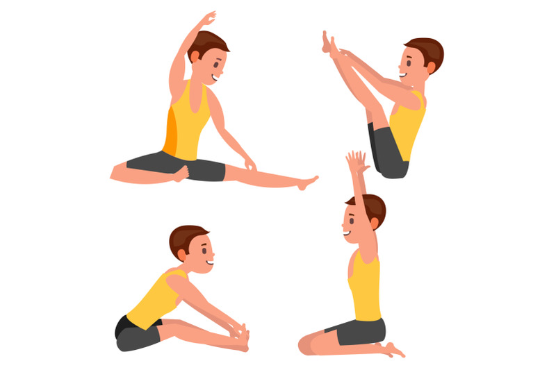 Yoga Male Vector. In Action. Meditation Positions. Flexible Girl ...