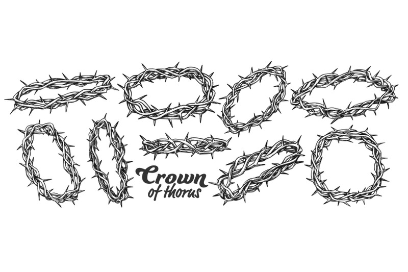 Crown Of Thorns Religious Symbols Set Ink Vector By Pikepicture 