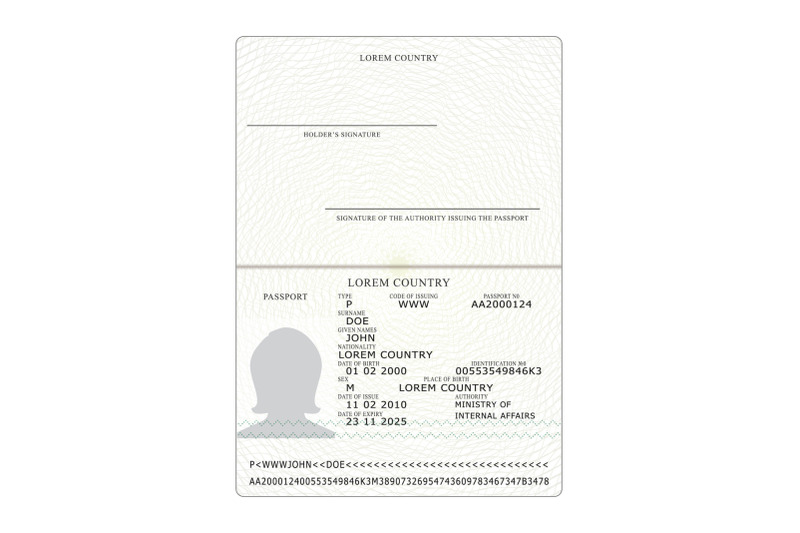 International Passport Vector. Opened Passport Page Blank Template ...