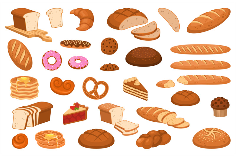 different kinds of bread buns clipart