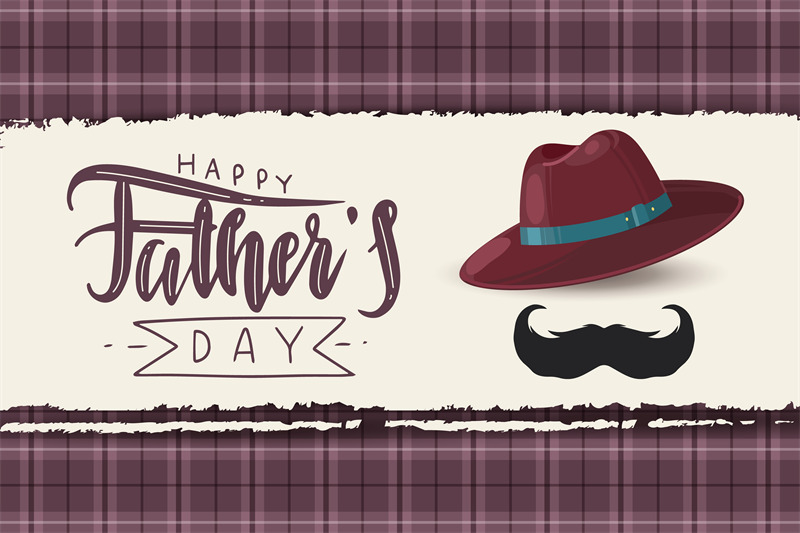 Happy Father's Day greeting card with typography design, hat and