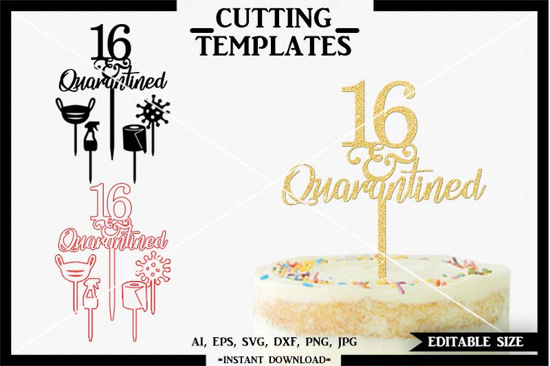 Download 16th Birthday Cake Topper Quarantine Cricut Cameo Svg Dxf Png By Design Time Thehungryjpeg Com