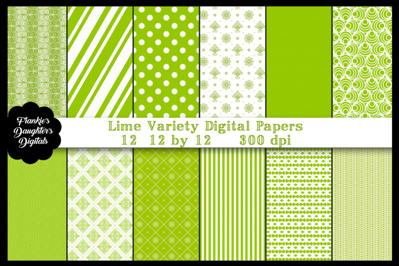 Lime Green Variety Digital Papers By Me and Ameliè | TheHungryJPEG