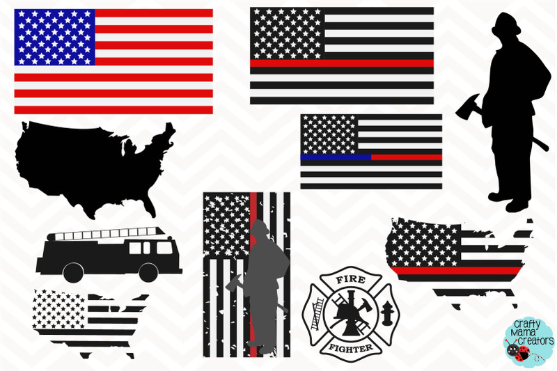 Firefighter SVG, Firefighter Flag SVG, Firefighter Red Line By Crafty