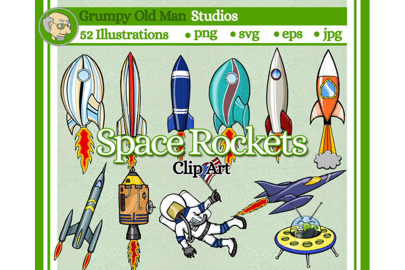 space rockets clip art By Grumpy Old Man Studios | TheHungryJPEG