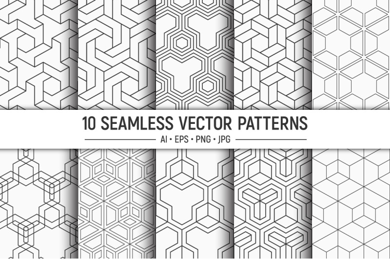 10 seamless geometric vector patterns By AVK Studio | TheHungryJPEG.com