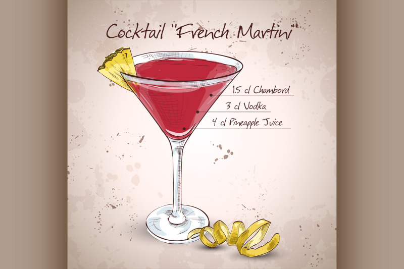 French Martini cocktail By Netkoff | TheHungryJPEG